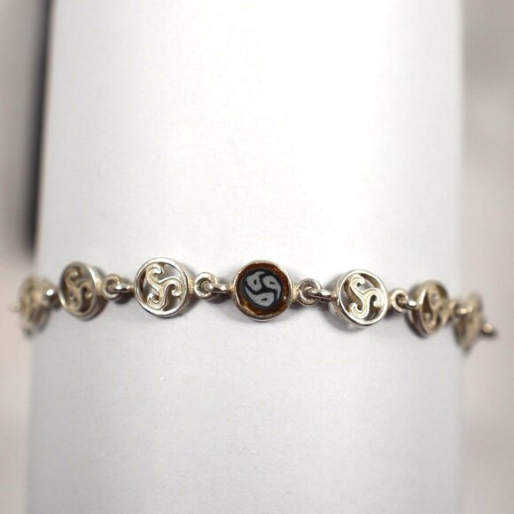 Celtic Jewelry - VTG 925 Sterling Silver Celtic Triskele Bracelet 7-10" 6.5mm Link Chain 8.53g